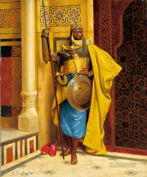 ルートヴィヒ・ドイチュ Painting - ヌビア宮殿の衛兵 ルートヴィヒ・ドイチュ・オリエンタリズム